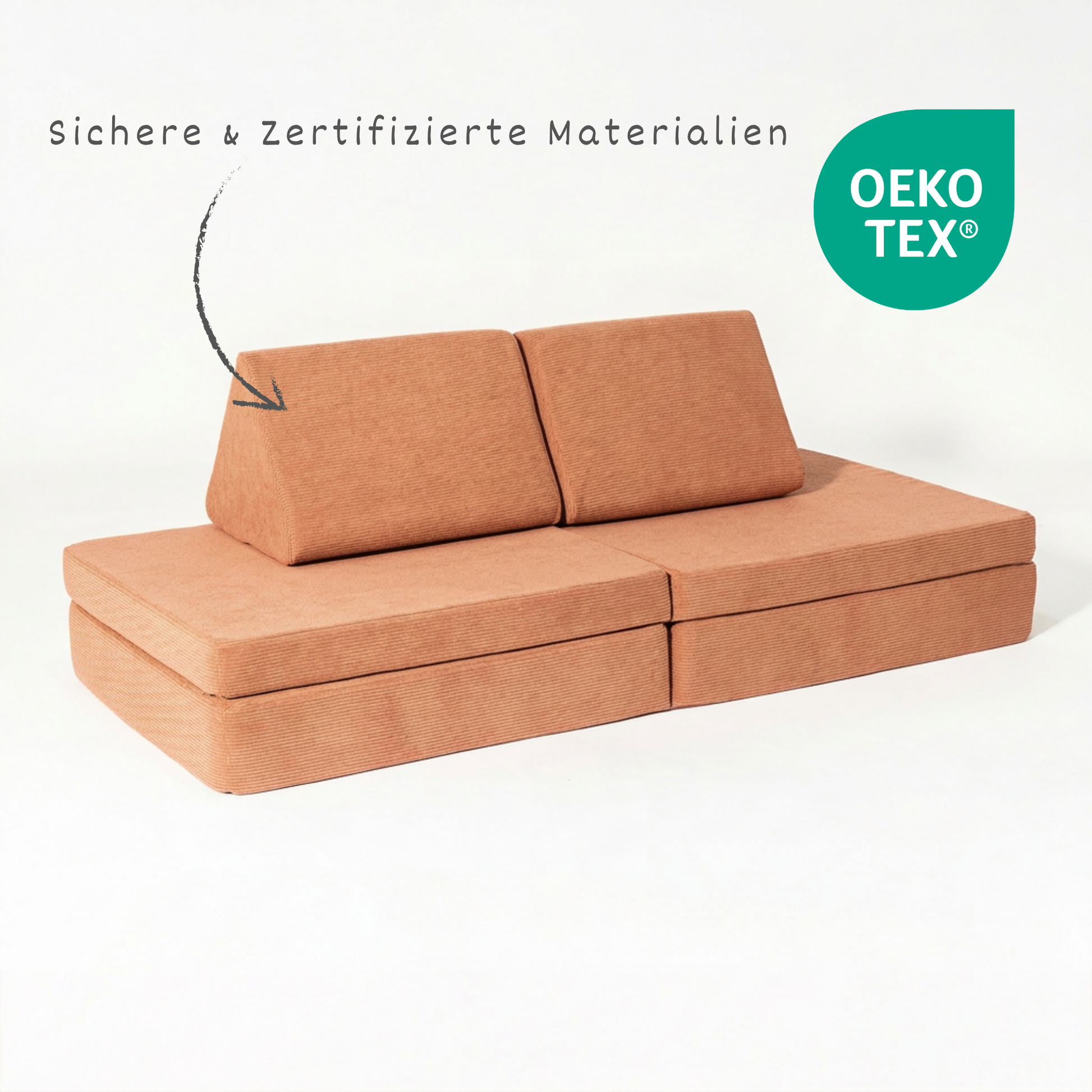 Cord-Bezug malwim Spielsofa Cord Coral – OEKO-TEX zertifizierter Stoff
